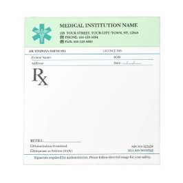 Bloco De Notas Doctor Prescription Medical RX Pad – Mint Green