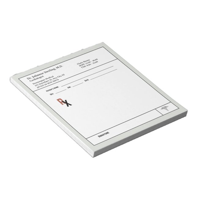 Bloco De Notas Doctor Prescription Notepad – Editable Doctor RX (Inclinado)