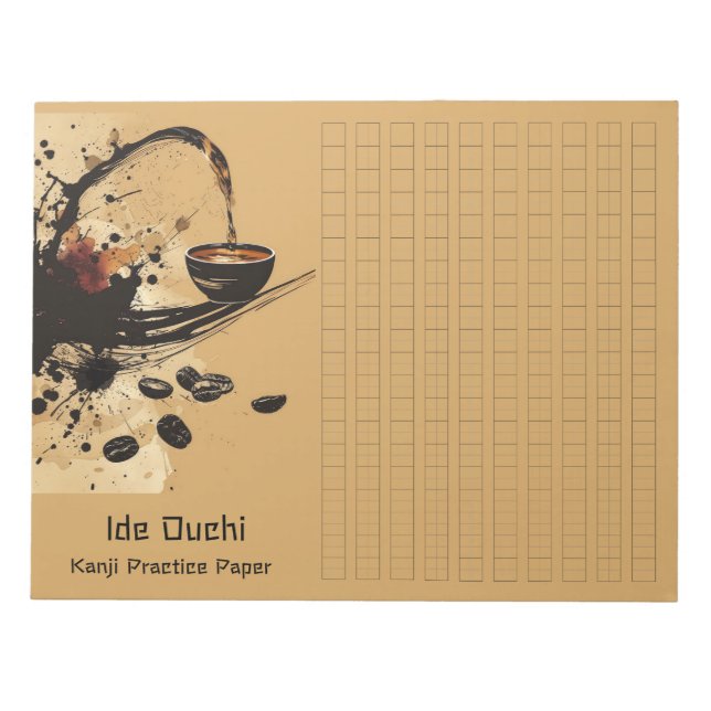 Bloco De Notas Documento de Prática Kanji, Art, Café, Escoteiro A (Frente)