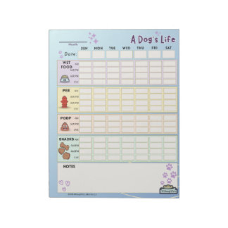 Bloco De Notas Dog Daily Tracker, Início Domingo