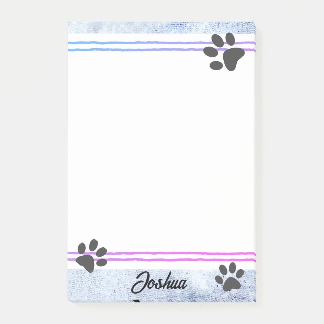 Bloco De Notas dog paw prints watercolor design personalized  (Frente)