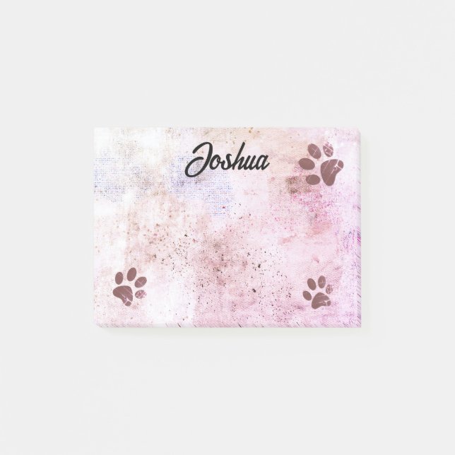 Bloco De Notas dog paw prints watercolor design personalized  (Frente)