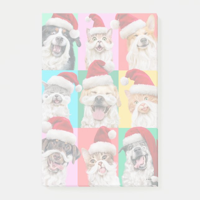 Bloco De Notas Dogs and Cats with Santa Beard (Frente)