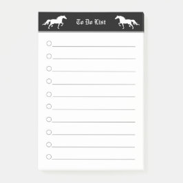 Bloco De Notas Dois cavalos modernos e elegantes em preto e branc