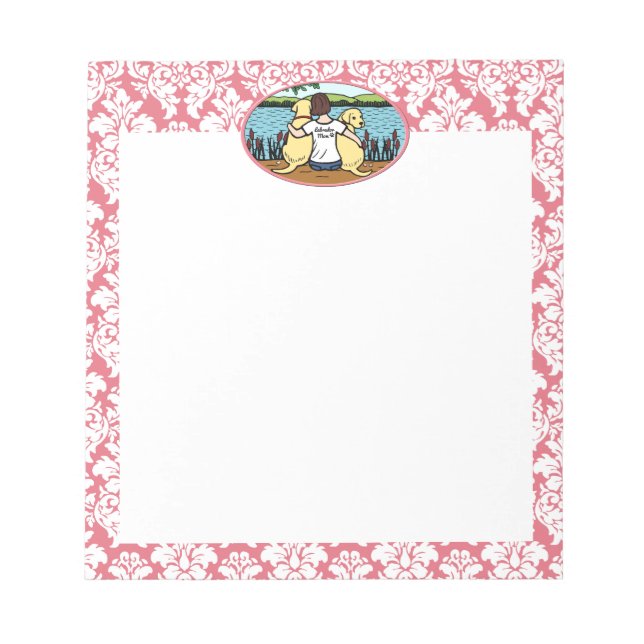 Bloco De Notas Dois Labradores Amarelos e mãe (Frente)