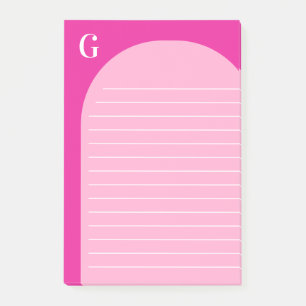 Bloco De Notas Dois matizes de arco de linhagem rosa monogramados