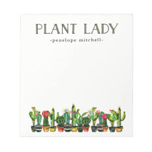 Bloco De Notas Dona de Plantas Moderna e Divertida com Cacto