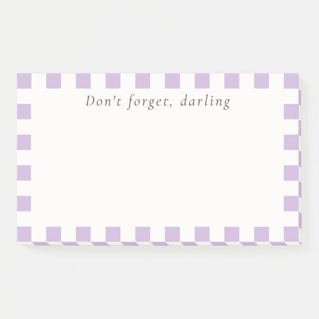 Bloco De Notas Don't Forget Darling | Cute Lavender Check (Frente)