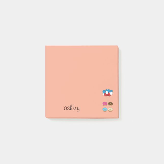 Bloco De Notas Donuts Sortidos e Balões | Personalize (Frente)