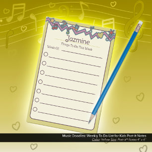 Bloco De Notas Doodle Musicais: Lista Semanal de Tarefas para Cri