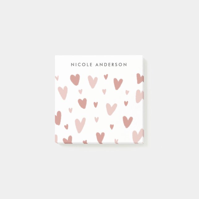 Bloco De Notas Doodle Pink e Red Hearts (Frente)