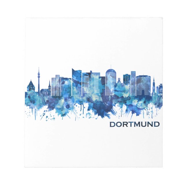 Bloco De Notas Dortmund Alemanha Skyline Blue (Frente)