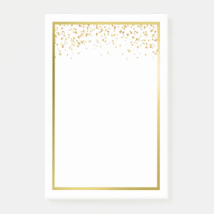 Bloco de notas dos confetes da folha Dourado do