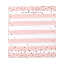 Bloco De Notas Dourada Confetti Personalize com Faixa Rosa Suave 