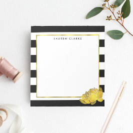 Bloco De Notas Dourada de Stripe Negra e Faux Personalizada