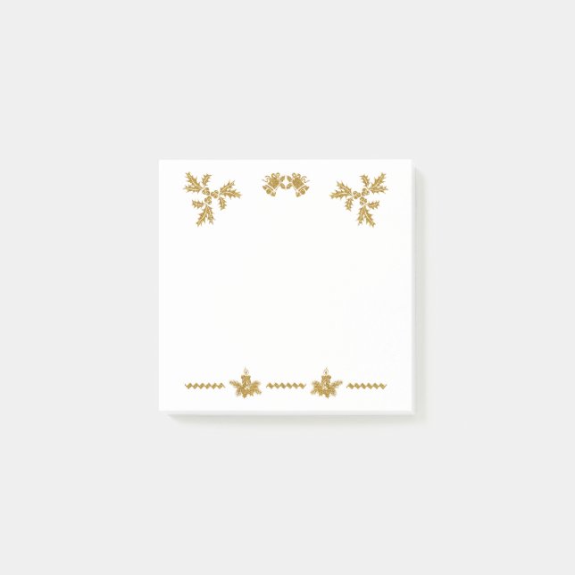 Bloco De Notas Dourada Glitter Feliz Natal, Papai Noel (Frente)