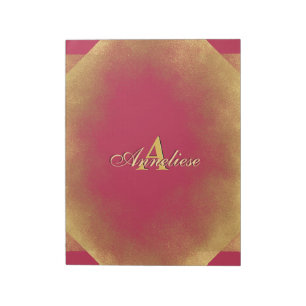 Bloco De Notas Dourada Glitter Viva Magenta Fab Nome Personalizad