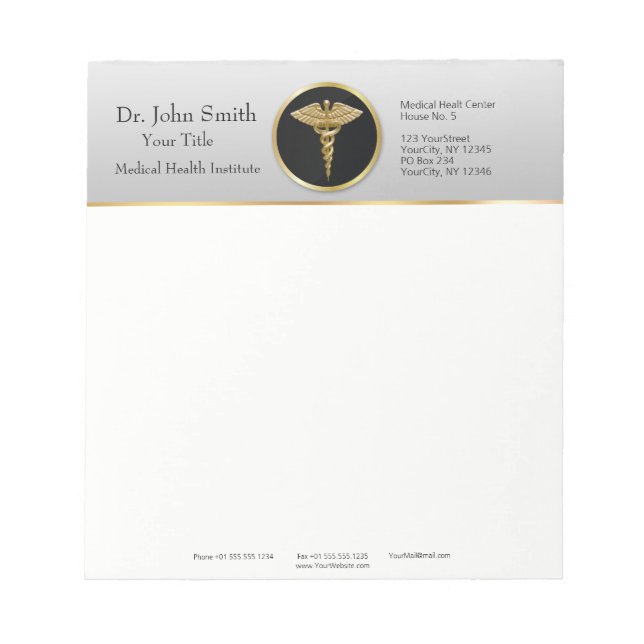 Bloco De Notas Dourado Caduco Médico Profissional - Notepad (Frente)