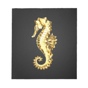 Bloco De Notas Dourado Cavalo de Mar Poligonal