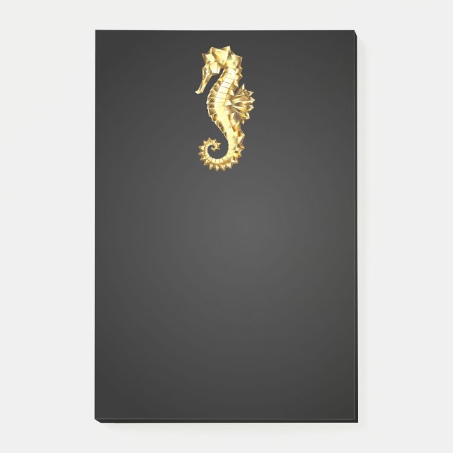 Bloco De Notas Dourado Cavalo de Mar Poligonal (Frente)