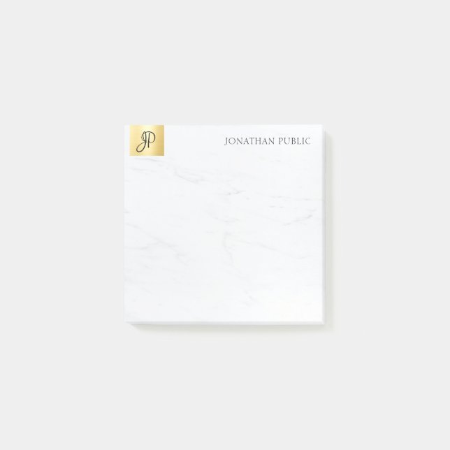 Bloco De Notas Dourado E Marble Modern Elegante Modelo Limpo (Frente)