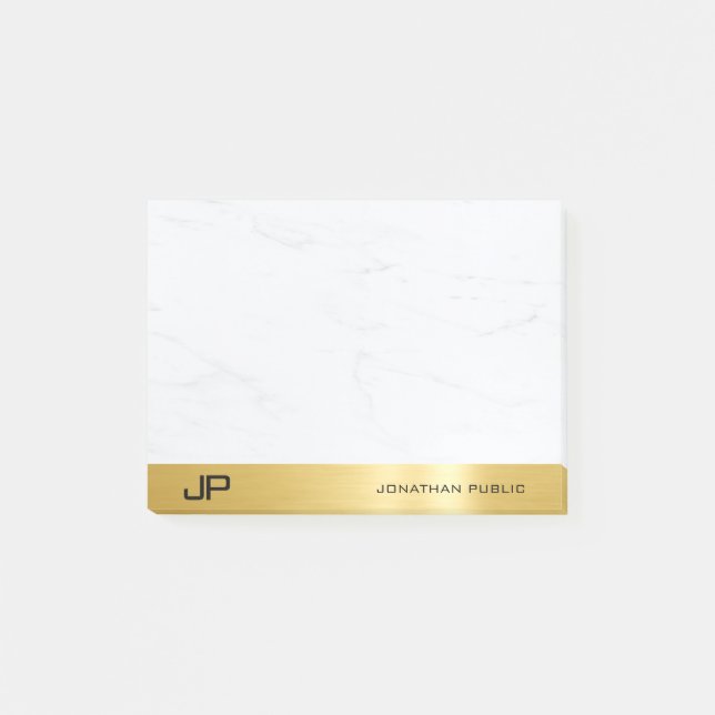 Bloco De Notas Dourado E Marble Moderno, Simples Modelo Elegante (Frente)