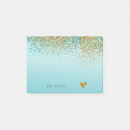 Bloco De Notas Dourado faux Glitter Aqua Ombre Personalizado