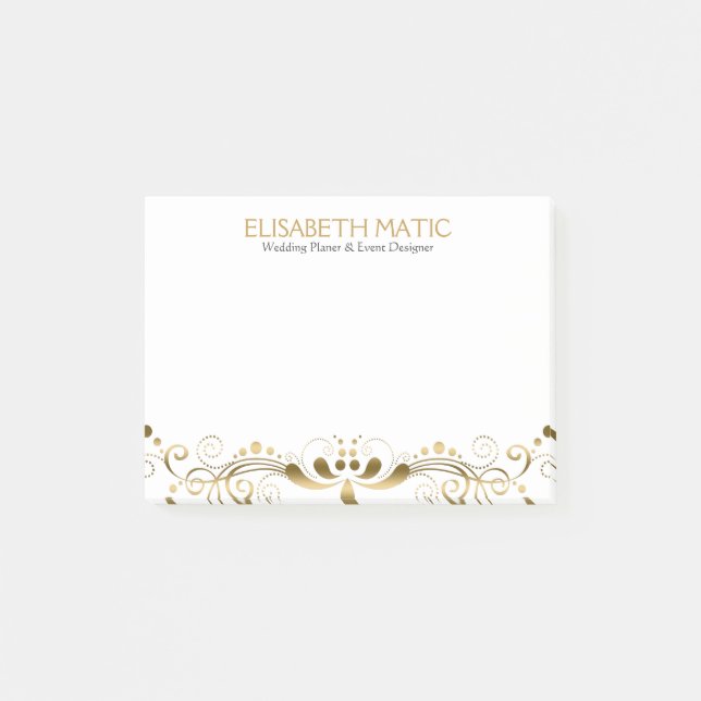 Bloco De Notas Dourado lugar floral (Frente)