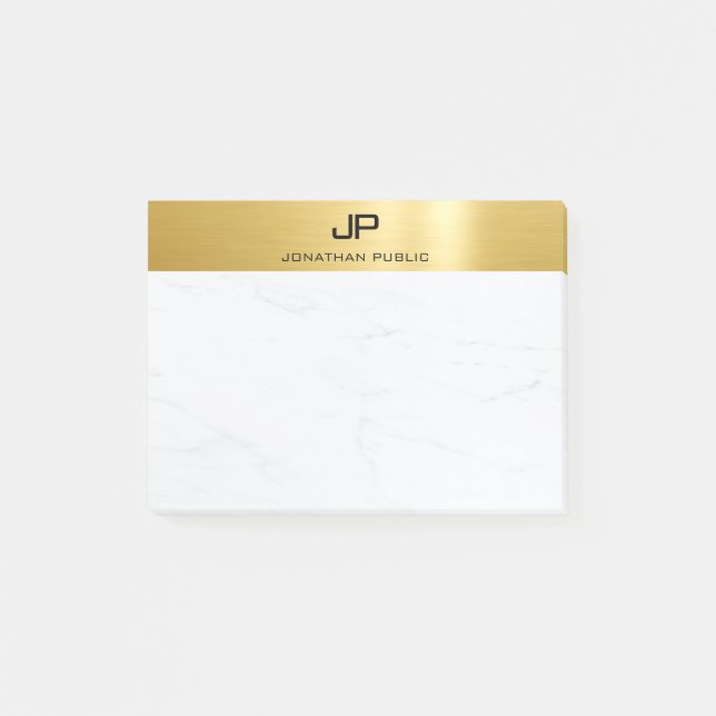 Bloco De Notas Dourado Marble Elegante Simples Plana dos Designs  (Frente)