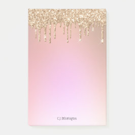 Bloco De Notas Dourado rosa personalizado