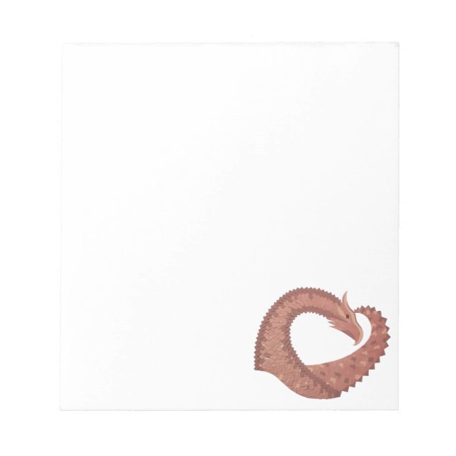 Bloco De Notas Dragão-do-coração castanho em branco (Frente)