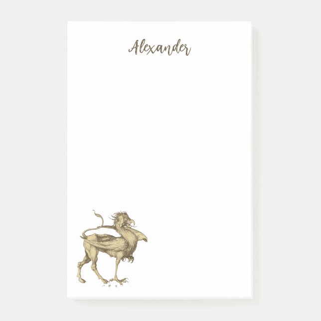 Bloco De Notas Dragão Gótico Personalizado do Griffin Renascentis (Frente)