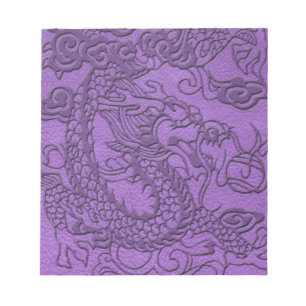 Bloco De Notas Dragão gravado no impressão de couro roxo