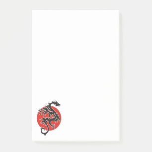 Bloco De Notas Dragão Sol - vermelho preto + suas ideias