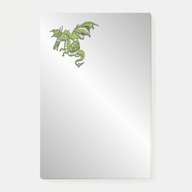 Bloco De Notas Dragão Verde em Prata (Frente)