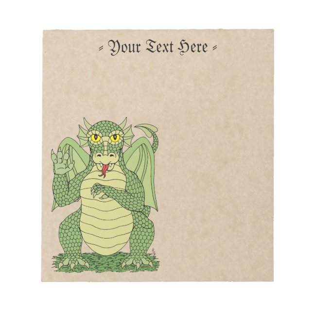 Bloco De Notas Dragão Verde Fofo (Frente)
