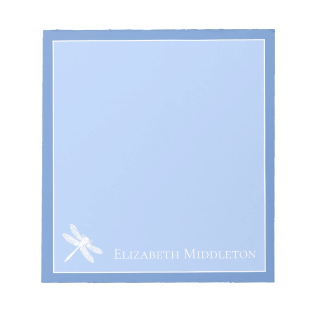 Bloco De Notas Dragonfly Azul e Branca Personalizada (Frente)