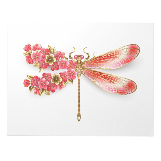 Bloco De Notas Dragonfly com joalheria sakura (Frente)