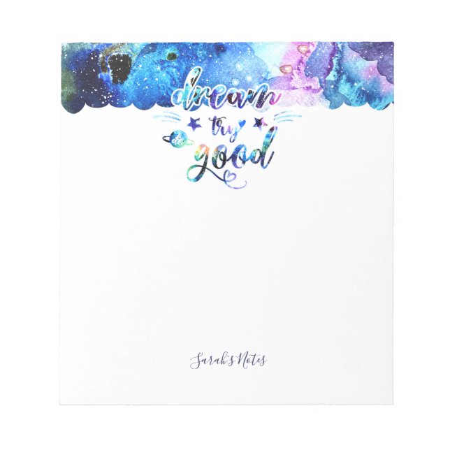Bloco De Notas Dream. Try. Do Good. (Frente)