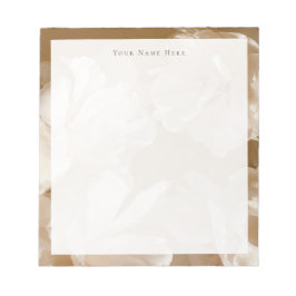 Bloco De Notas Dreamy beige and White Floral Personalized Notepad