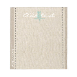 Bloco De Notas Dreamy Mint Stitch Cat Linen Procurar Adicionar Te