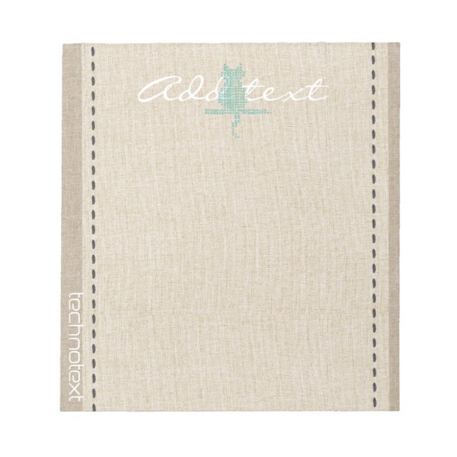 Bloco De Notas Dreamy Mint Stitch Cat Linen Procurar Adicionar Te (Frente)