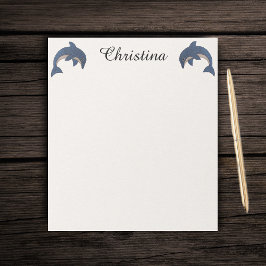 Bloco De Notas Duas Espontas Bonitas Como Golfinhos Saltando Azul