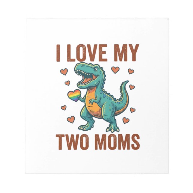 Bloco De Notas Duas Mães Orgulho Camisa Vector T Design de Dinoss (Frente)