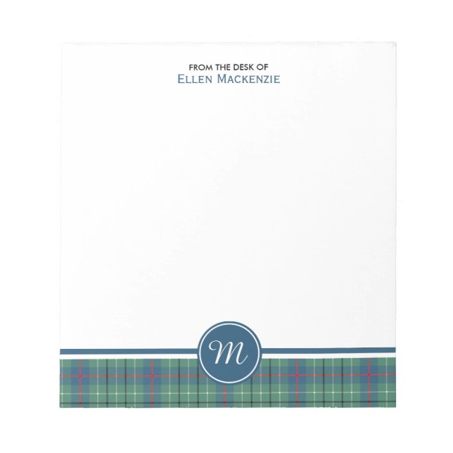 Bloco De Notas Duncan Clan Antigo Tartan Monogramas Nota Pad (Frente)