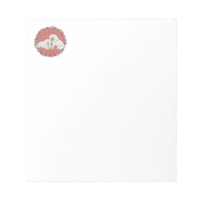 Bloco De Notas Duo de Bichon Frise Xadrez (Frente)
