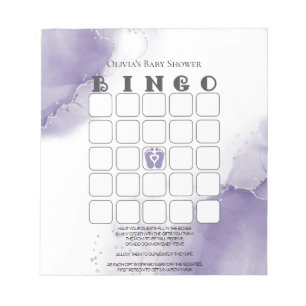 Bloco De Notas Dusty Ametyst Marble Chá de fraldas Bingo