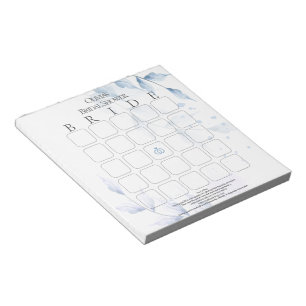 Bloco De Notas Dusty Blue e Folhagem Lilás Pálido Bridal Bingo