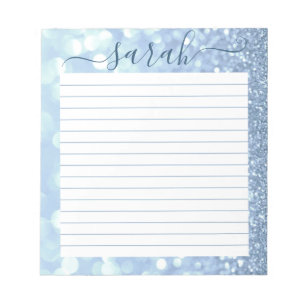 Bloco De Notas Dusty Blue Glitter Vinculado Personalizado