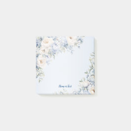 Bloco De Notas Dusty Blue Watercolor Flores De Marfim Folha De Ri